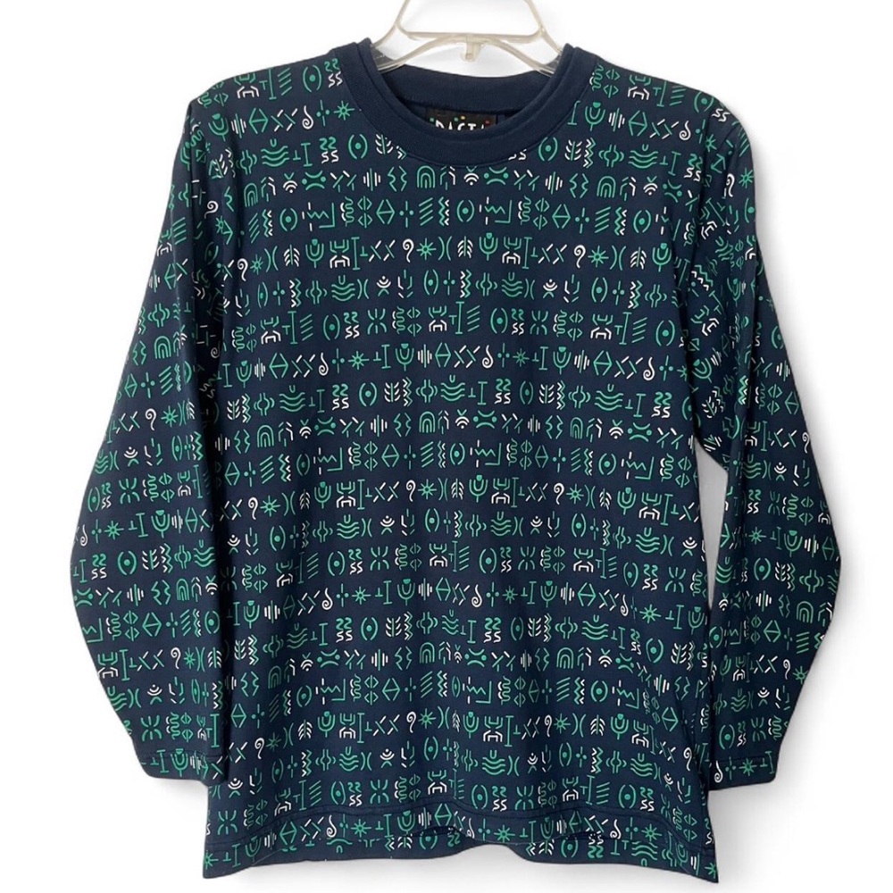Vintage 90s PASTA Abstract “Hieroglyphic” Geometric Print Long Sleeve, Unisex M